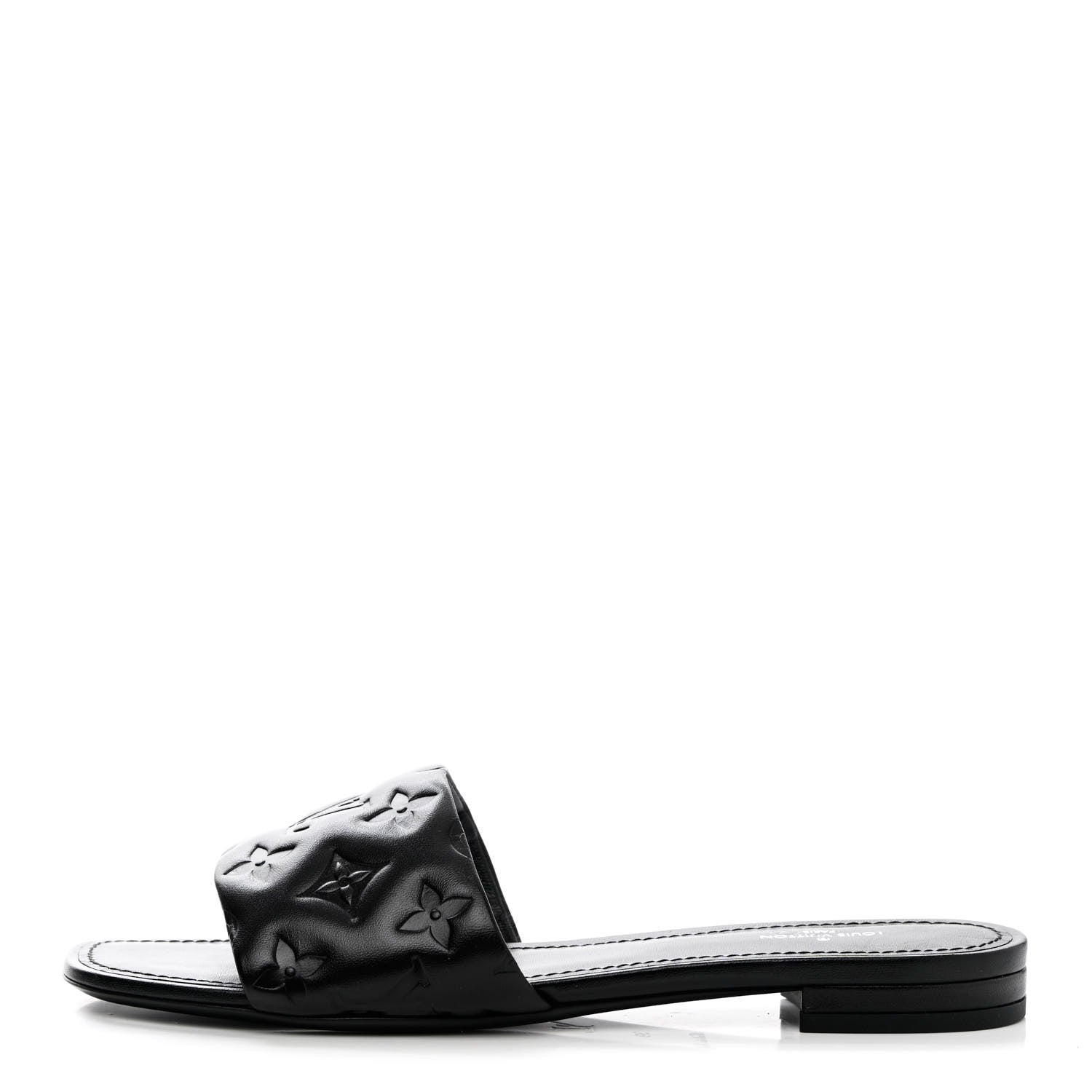 Louis Vuitton Lambskin Embossed Monogram Revival Flat Mules 39 Black 1 of 9
