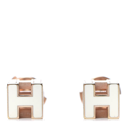 Hermes Rose Gold Plated Cage d'H Earrings White 1 of 5