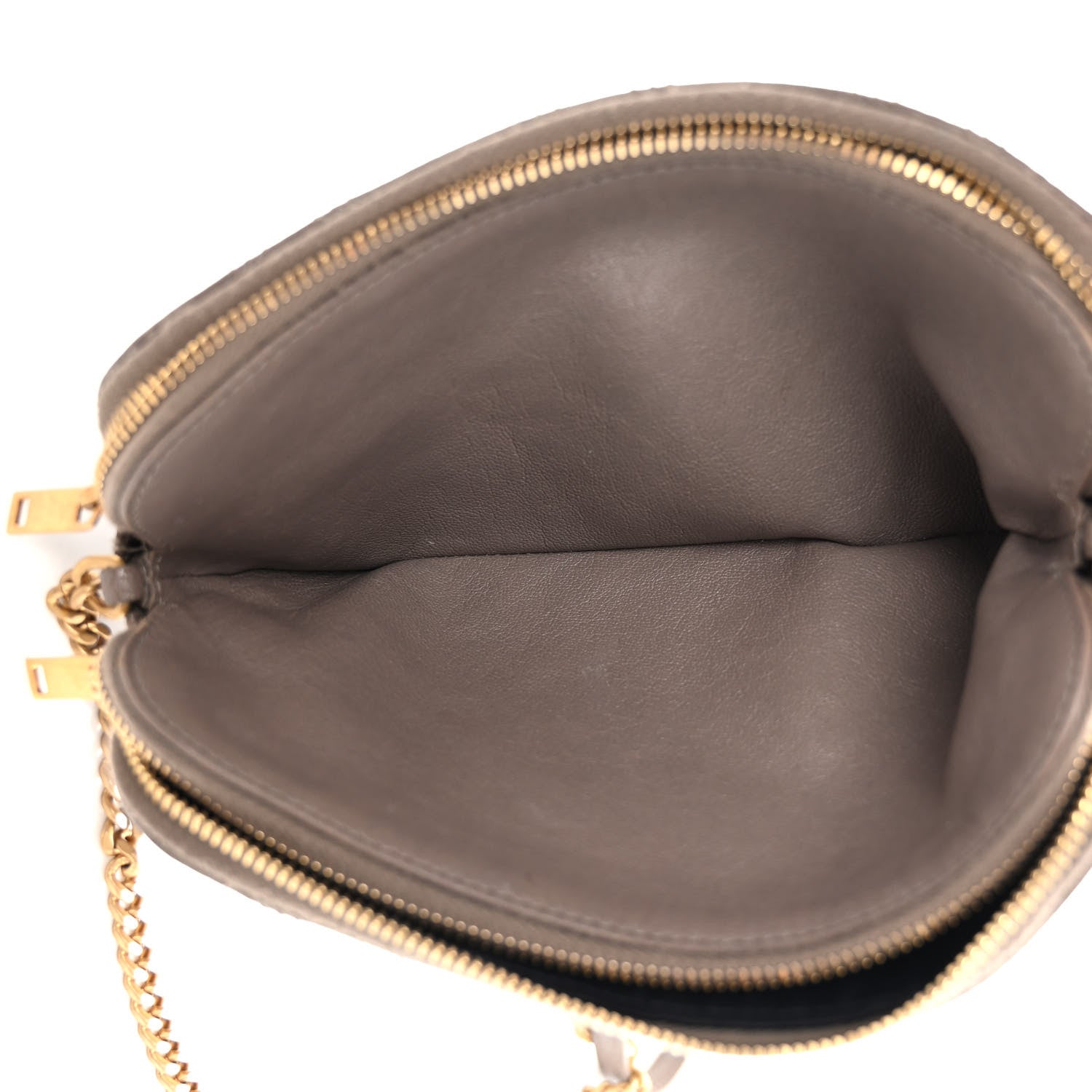 Saint Laurent Grained Lambskin Quilted Mini Becky Double Zip Bag Taupe 6 of 13