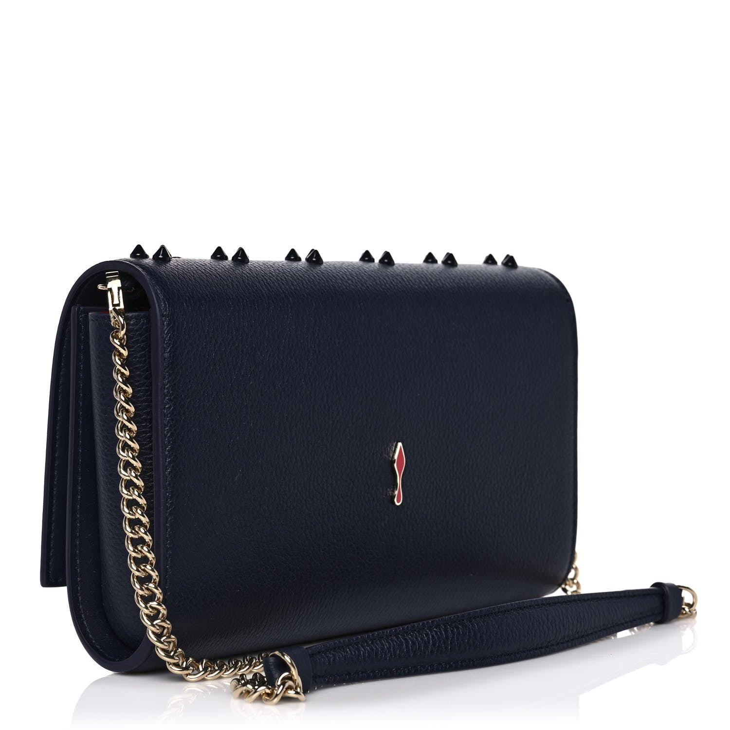 Christian Louboutin Calfskin Spikes Loubinthesky Paloma Clutch Navy 2 of 9