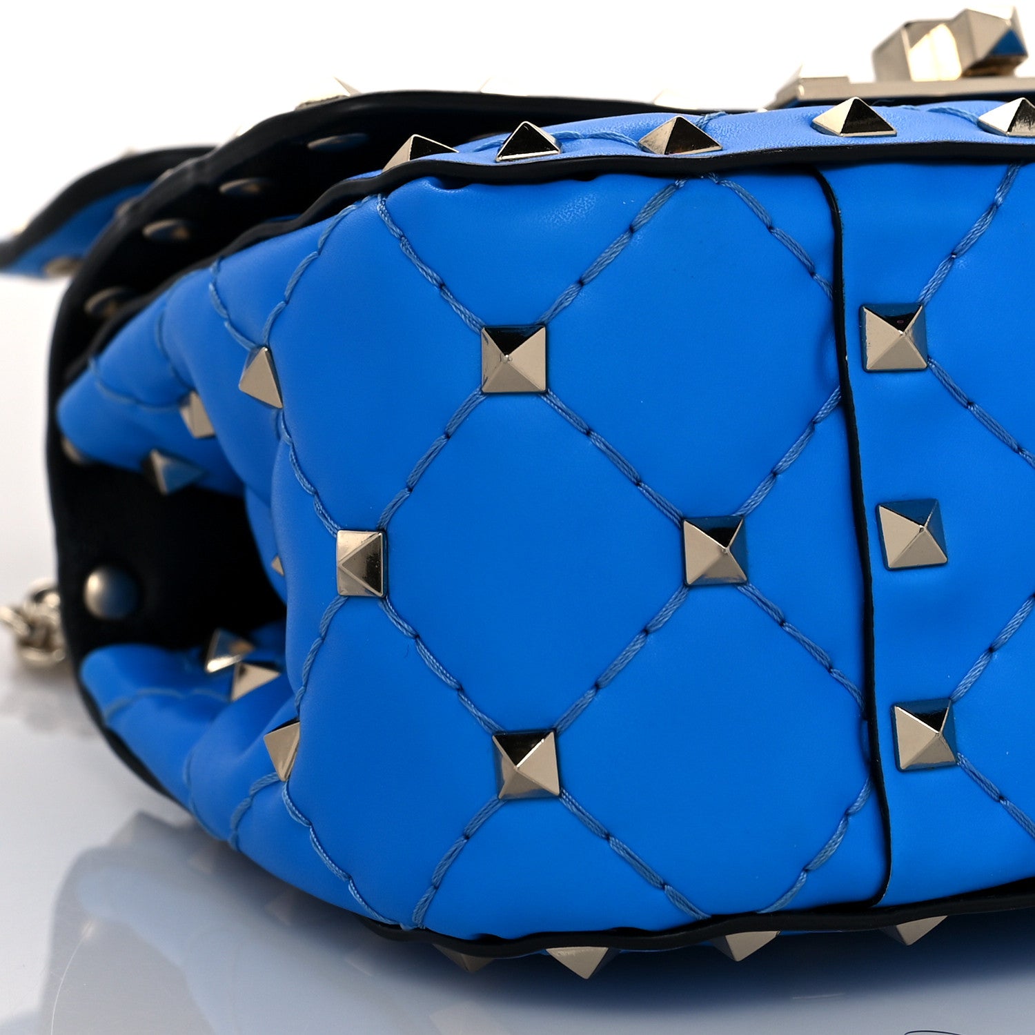 Valentino Garavani Calfskin Micro Rockstud Spike Shoulder Bag Blue Fluo 6 of 10