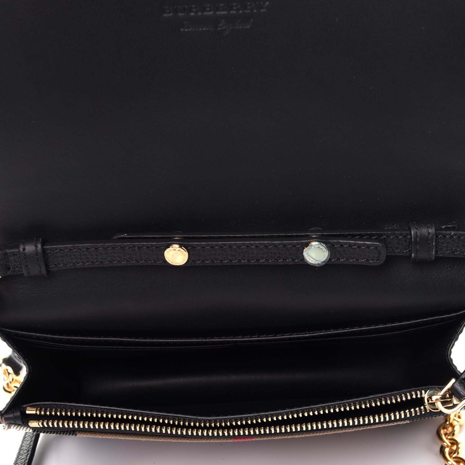 Burberry Derby Calfskin House Check Wallet On Chain Black 5 of 11