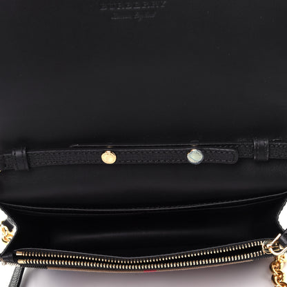 Burberry Derby Calfskin House Check Wallet On Chain Black 5 of 11