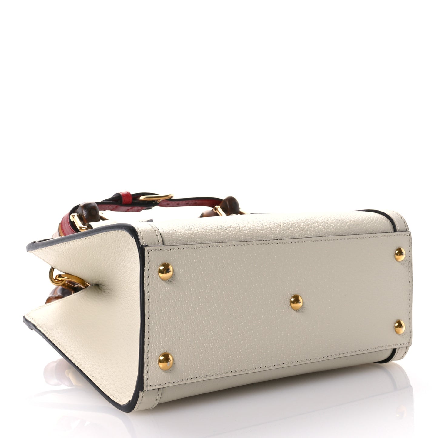 Textured Calfskin Web Mini Diana Tote Bag Mystic White