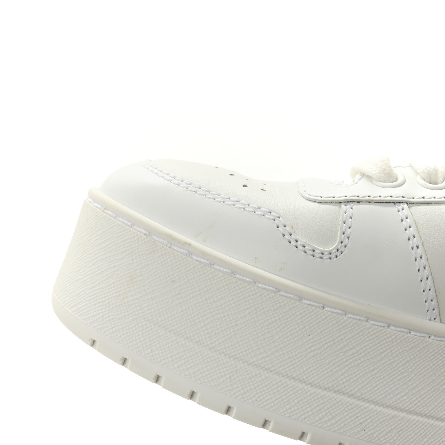Prada Vitello Rois Triangle Womens Downtown Platform Low Top Sneakers 37 White 11 of 11