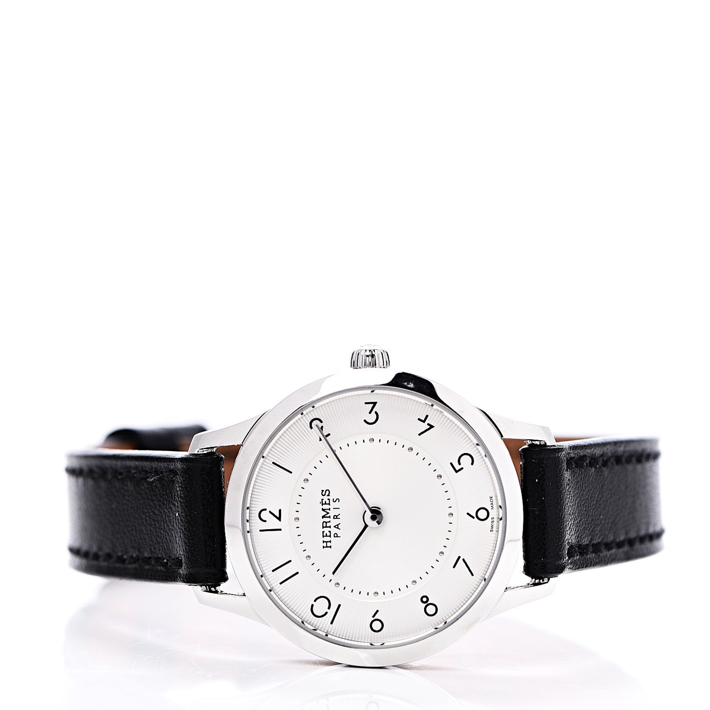 Stainless Steel Box 25mm Slim d'Hermes Quartz Watch Noir
