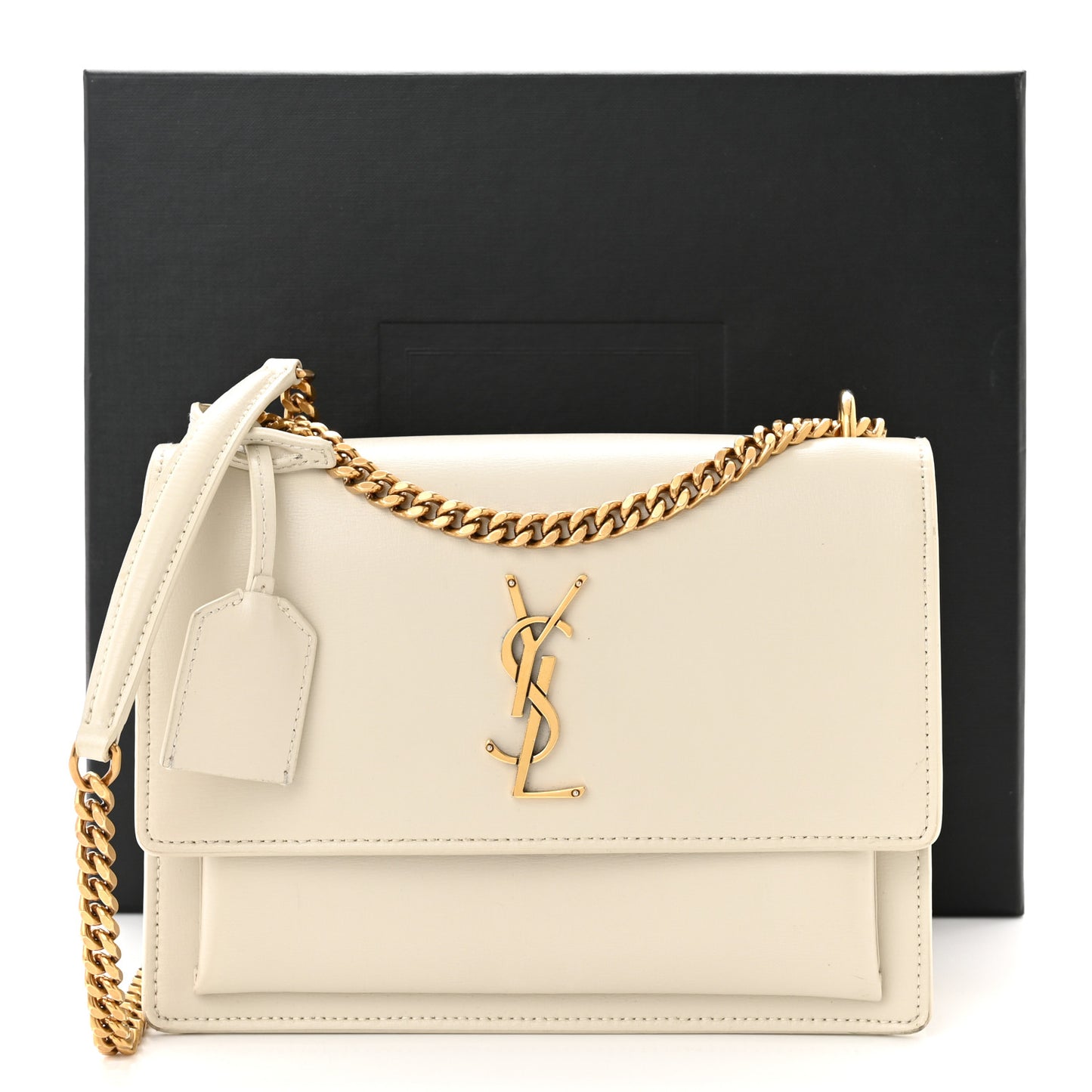 Smooth Calfskin Medium Monogram Sunset Satchel Blanc Vintage