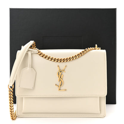 Saint Laurent Smooth Calfskin Medium Monogram Sunset Satchel Blanc Vintage 15 of 15