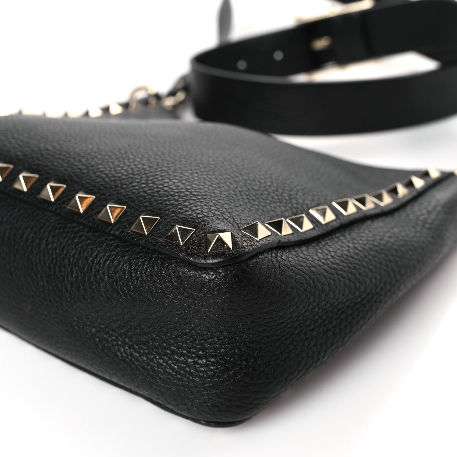 Valentino Garavani Pebbled Calfskin Mini Rockstud Flip-Lock Messenger Bag Black 8 of 8