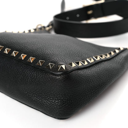 Valentino Garavani Pebbled Calfskin Mini Rockstud Flip-Lock Messenger Bag Black 8 of 8