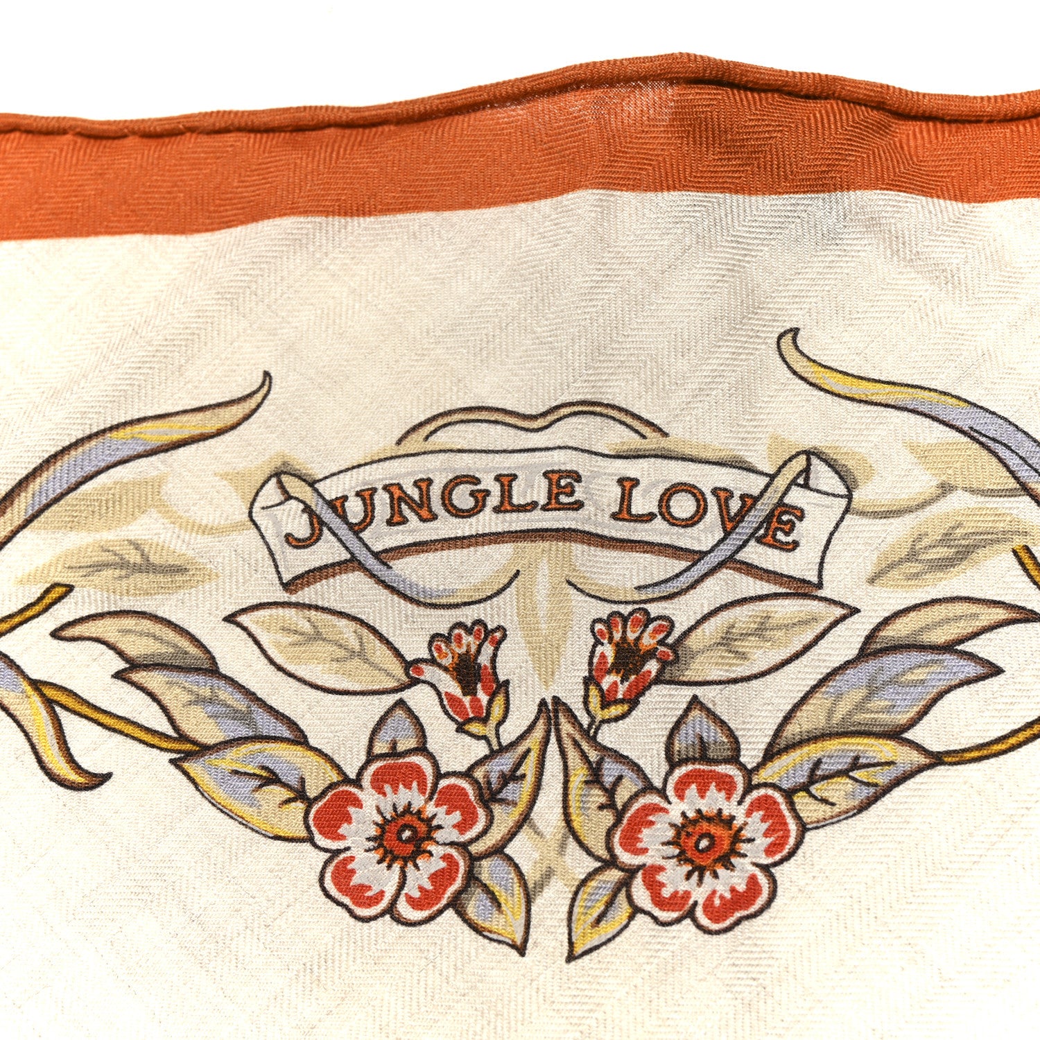 Hermes Cashmere Silk Jungle Love Giant Triangle Scarf Orange Cuit Naturel Vert 5 of 5