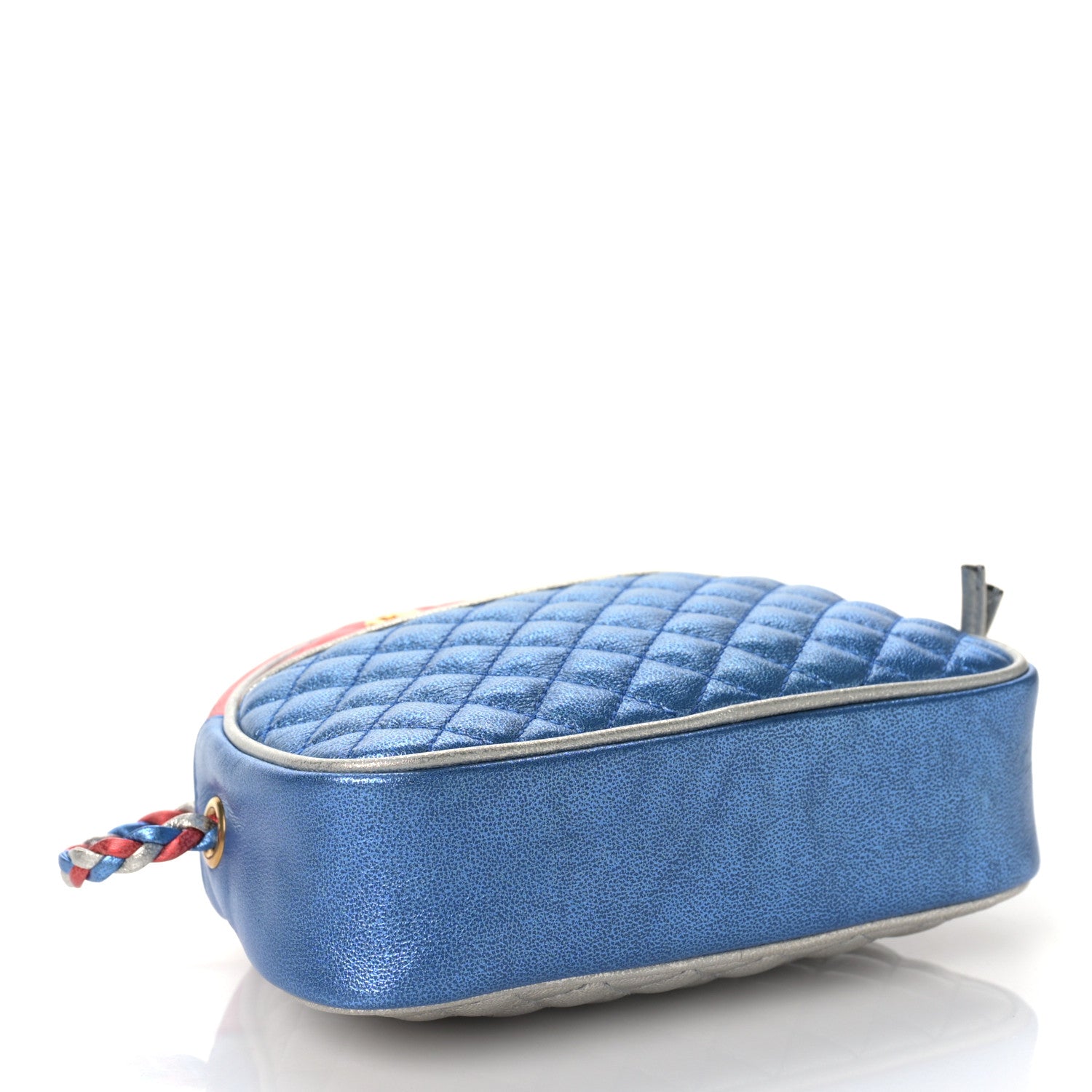 Gucci Laminated Nappa Trapuntata Mini Zumi Dome Shoulder Bag Rosso Marine Argento 4 of 8