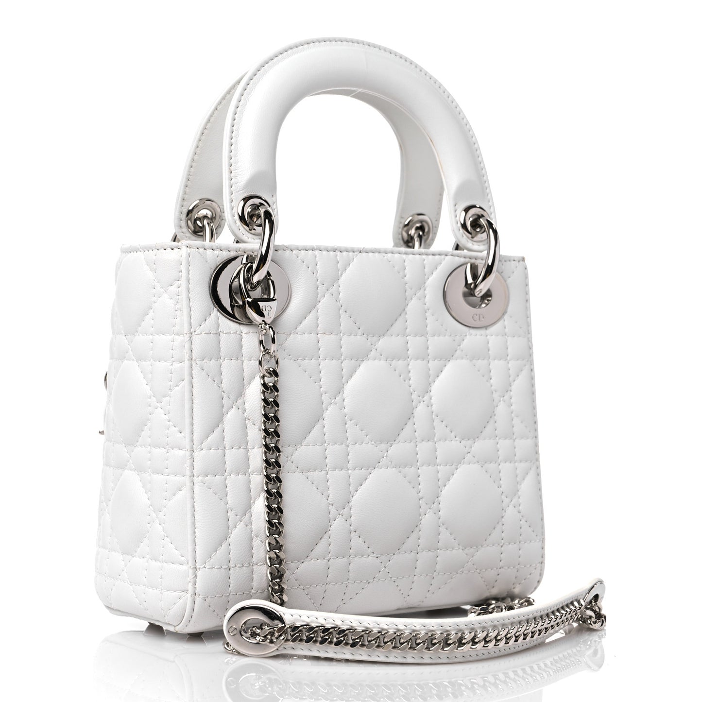 Lambskin Cannage Mini Lady Dior White