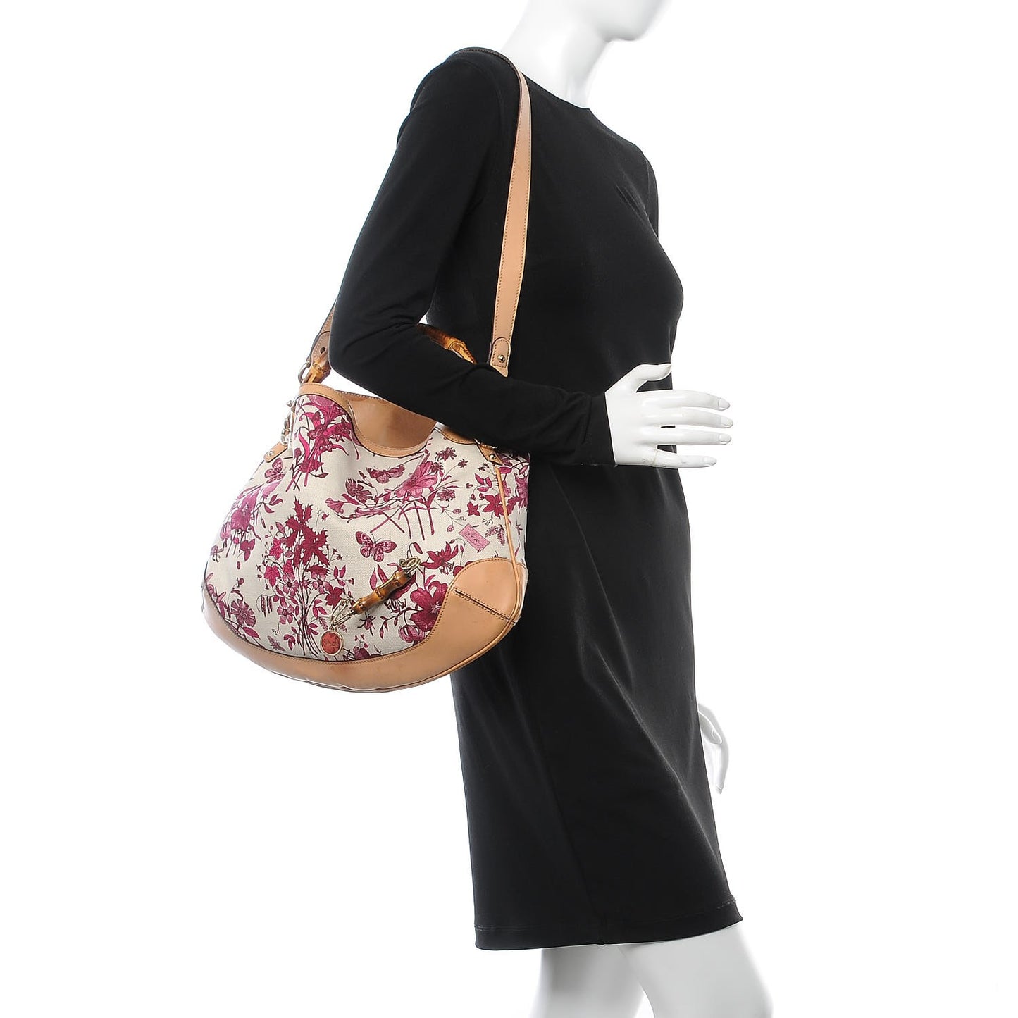 Canvas Floral Flora Medium Peggy Bamboo Top Handle Hobo