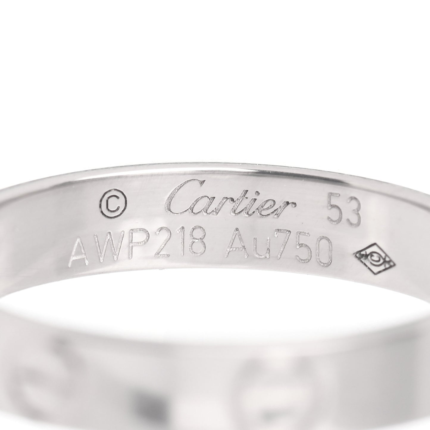 18K White Gold 3.5mm LOVE Wedding Band Ring 53 6.25