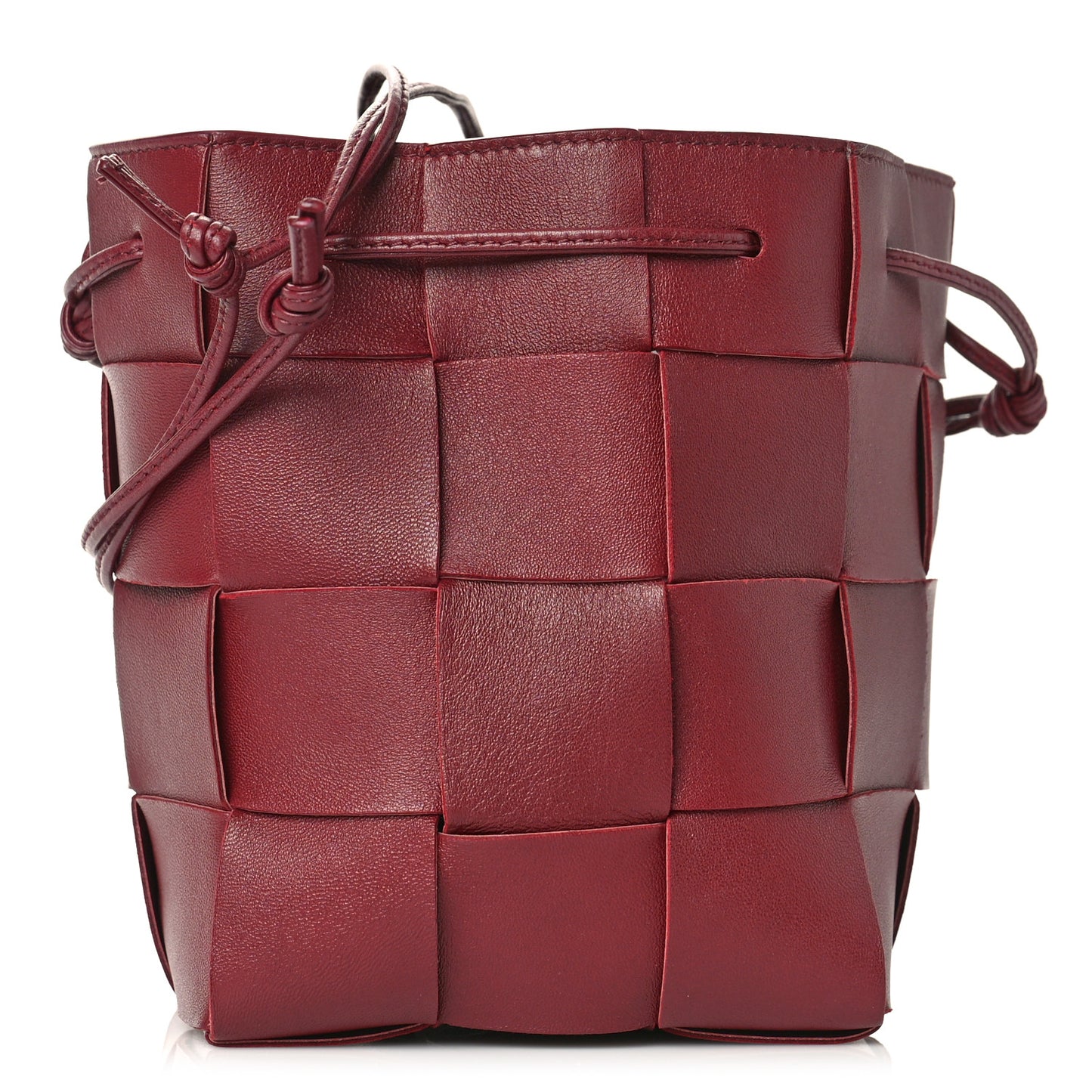 Nappa Maxi Intrecciato Small Cassette Bucket Bag Bordeaux