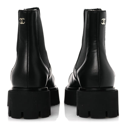 Chanel Calfskin Cap Toe CC Short Boots 36 Black 6 of 11