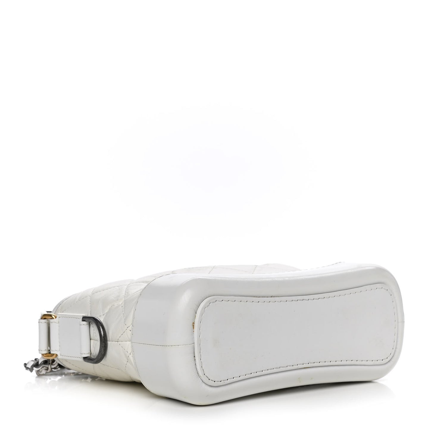 Aged Calfskin Quilted Small Gabrielle Hobo White