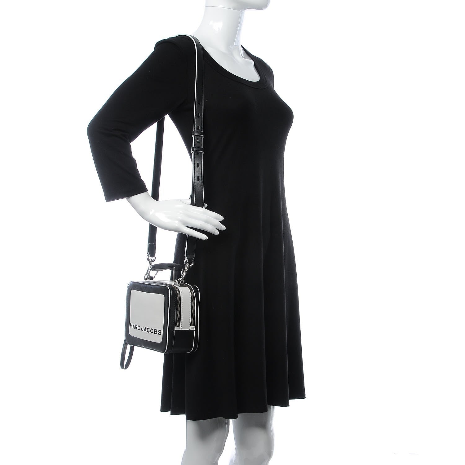 Marc Jacobs Calfskin The Box 20 Crossbody Black White 2 of 7