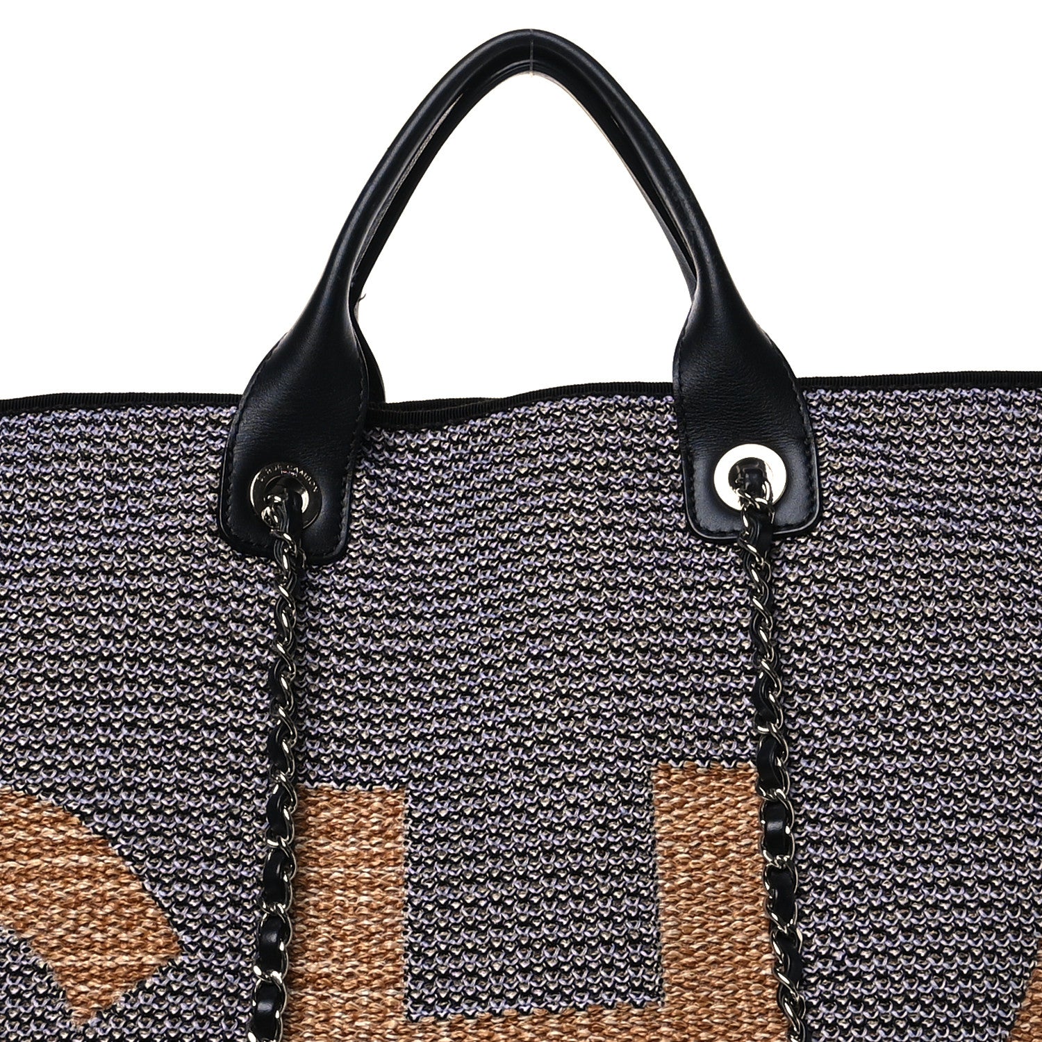 Chanel Woven Straw Raffia Logo Tote Blue Beige 8 of 12