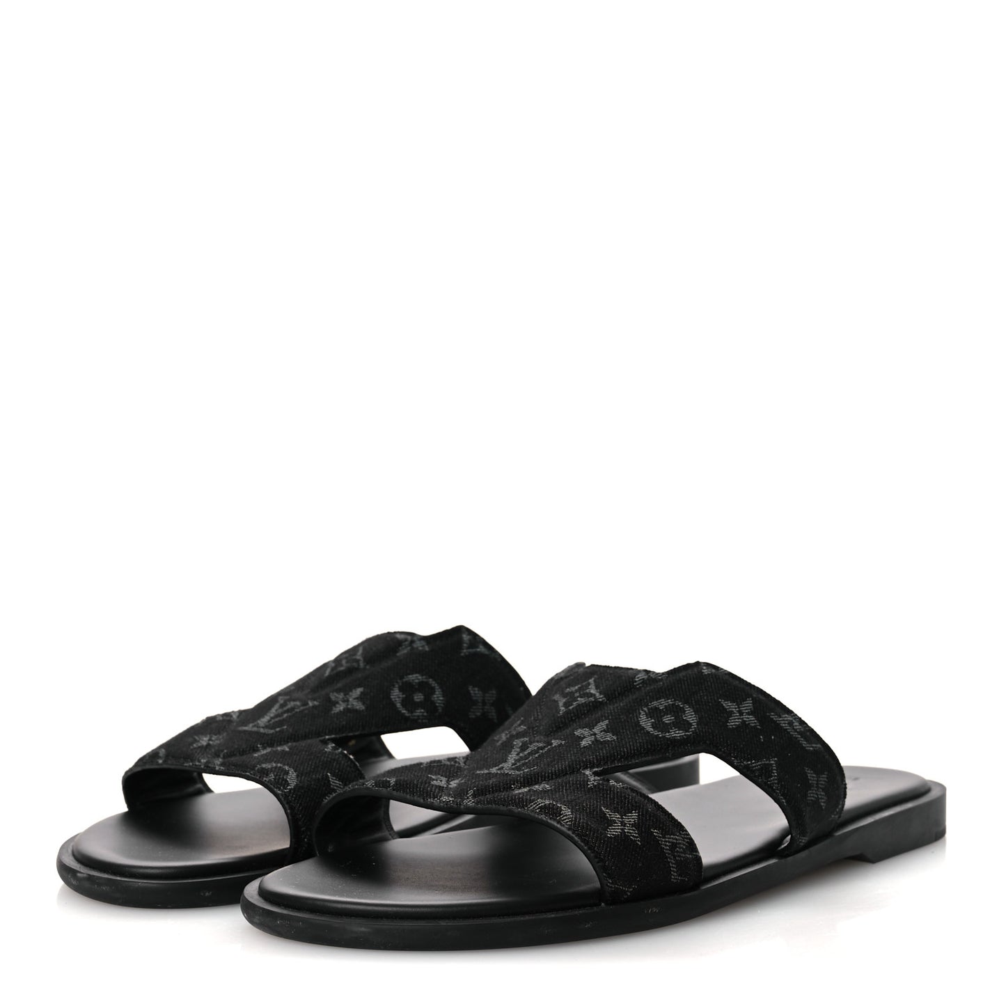 Monogram Denim Mens LV Oasis Mules 9.5 Black