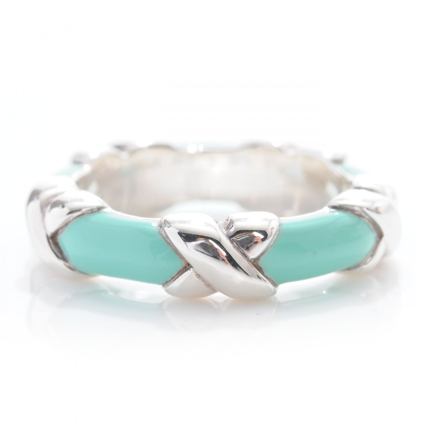 Tiffany Sterling Silver Enamel Signature X Ring 4.5 4 of 4
