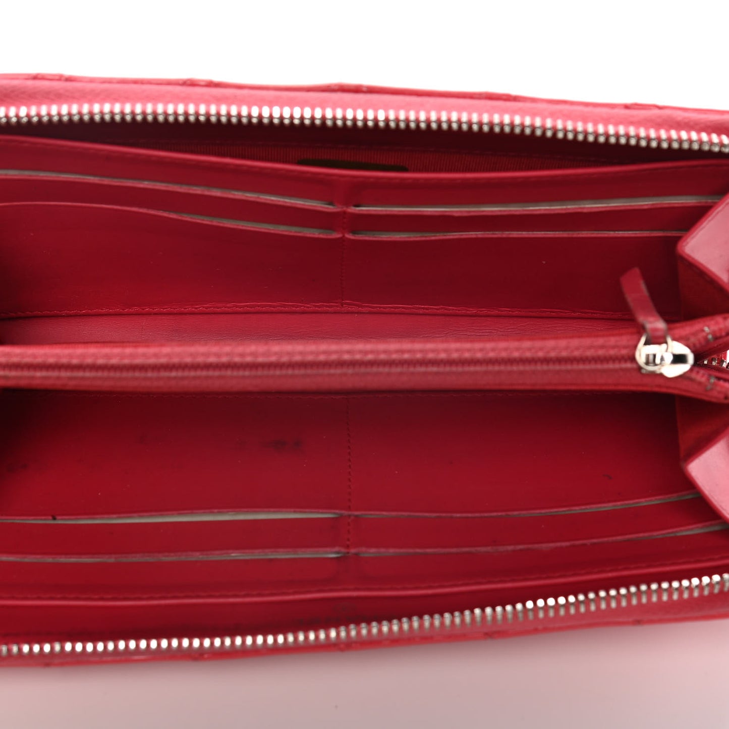 Patent Quilted Large Gusset Zip Around Wallet Red