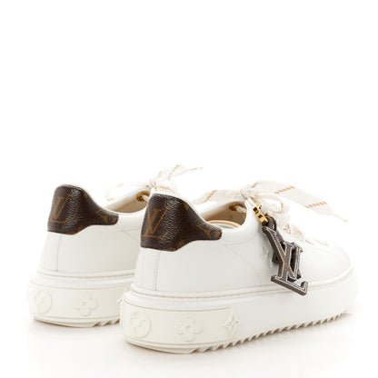Louis Vuitton Calfskin Monogram Debossed Time Out Sneakers 38 White 5 of 11