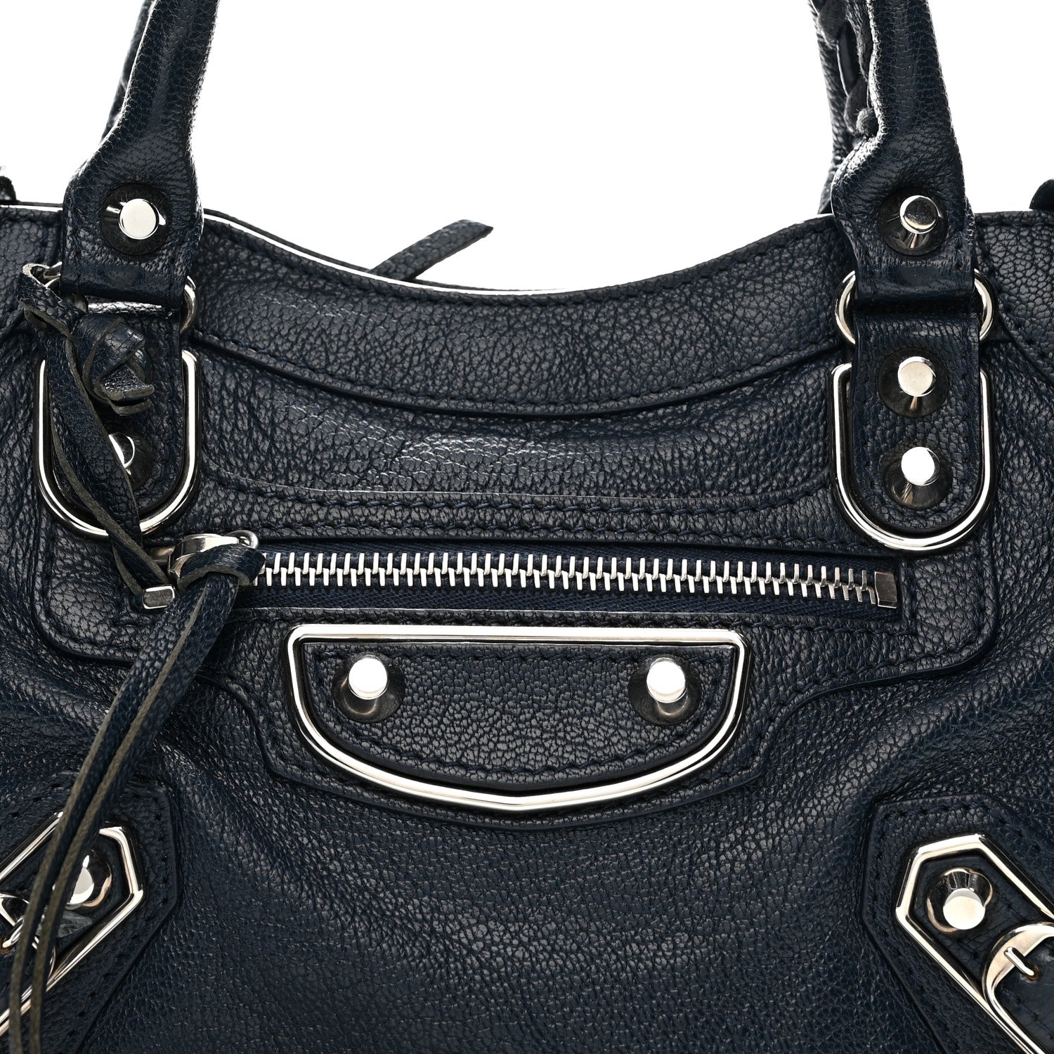 Balenciaga Chevre Silver Metallic Edge Hardware Mini City Bleu de Minuit 9 of 13