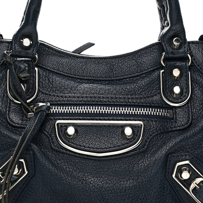 Balenciaga Chevre Silver Metallic Edge Hardware Mini City Bleu de Minuit 9 of 13