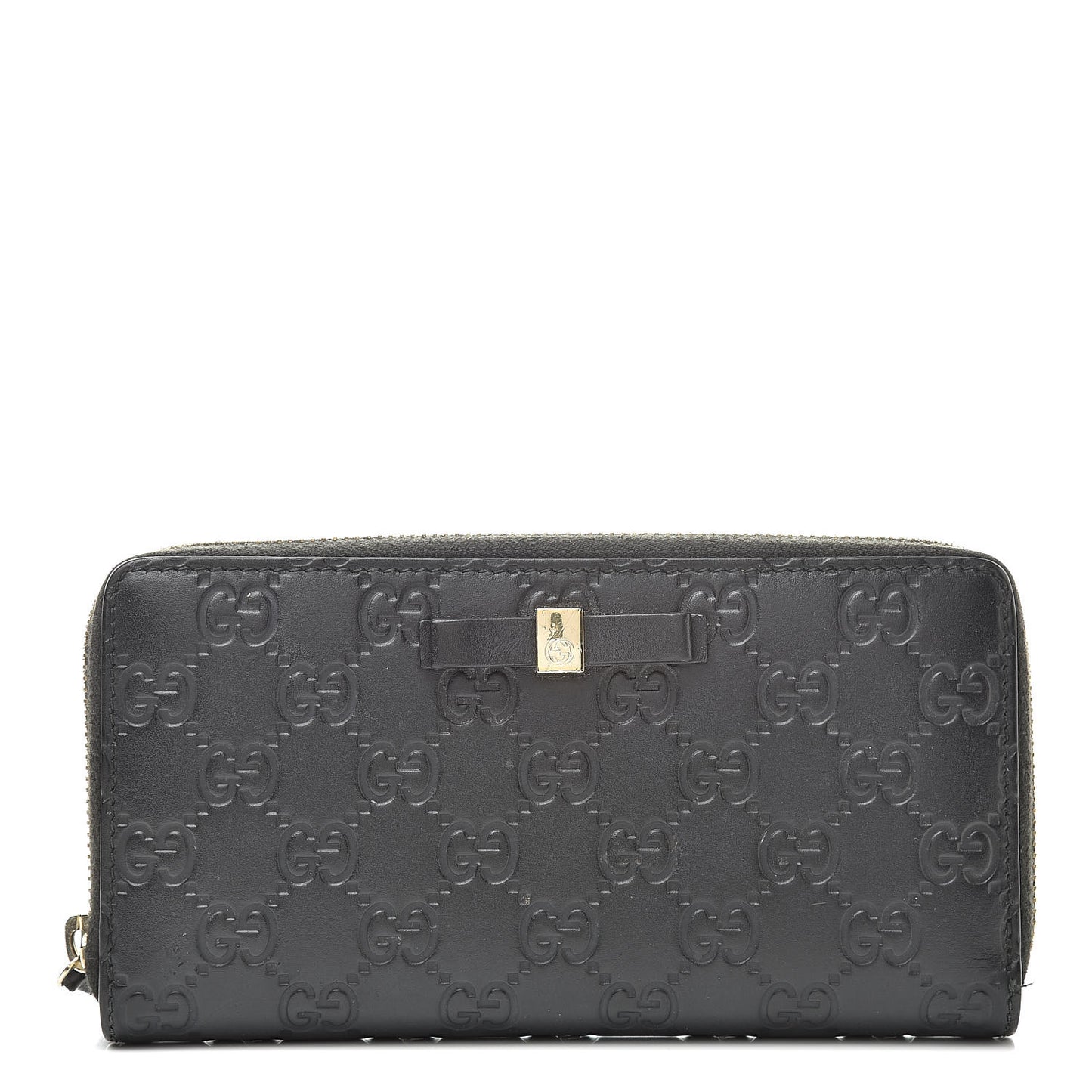 Guccissima Bow Zip Around Wallet Black