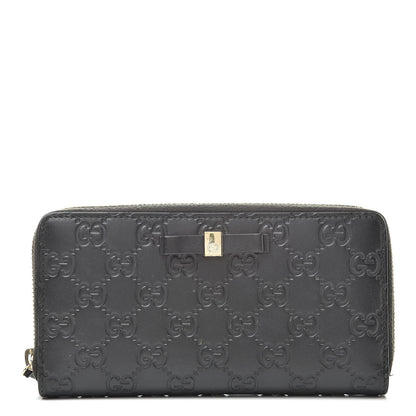 Gucci Guccissima Bow Zip Around Wallet Black 1 of 15