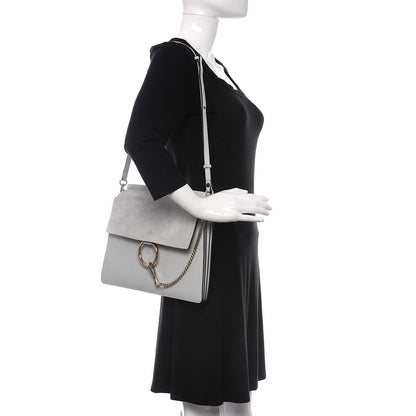 Chloe Calfskin Suede Medium Faye Shoulder Bag Airy Grey 2 of 10