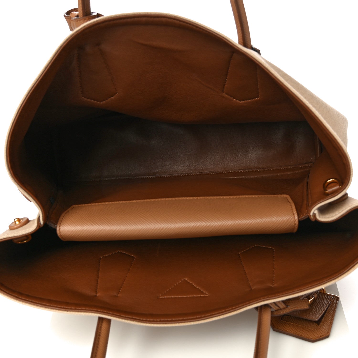 Prada Canapa Saffiano Large Double Bag Corda Caramel 6 of 13