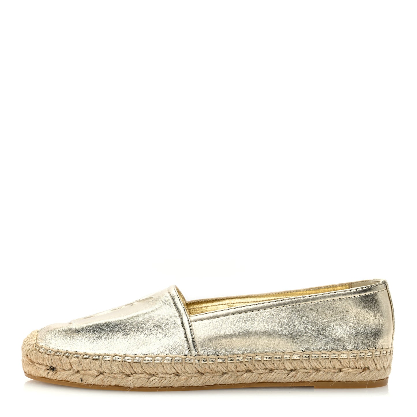 Metallic Lambskin Monogram Espadrilles 38 Platino