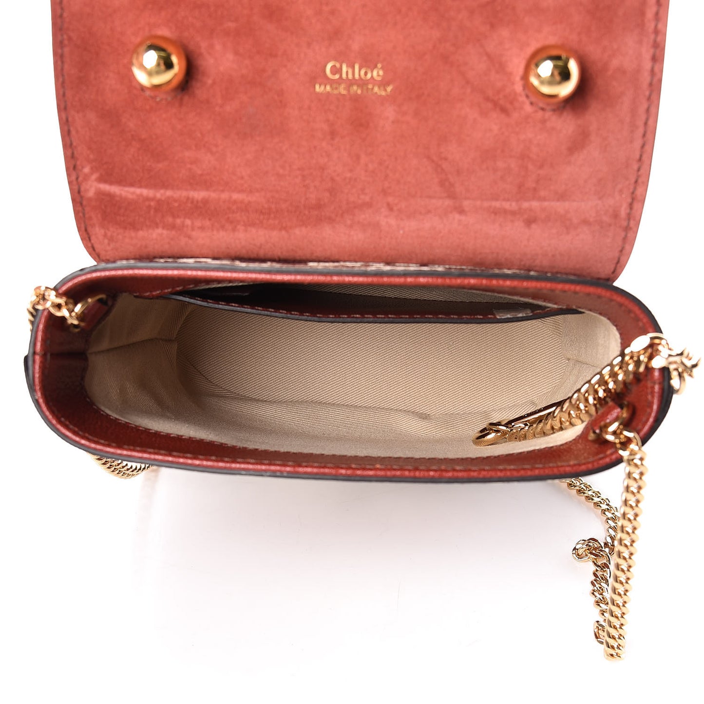 Calfskin Lizard Embossed Small Aby Lock Sepia Brown