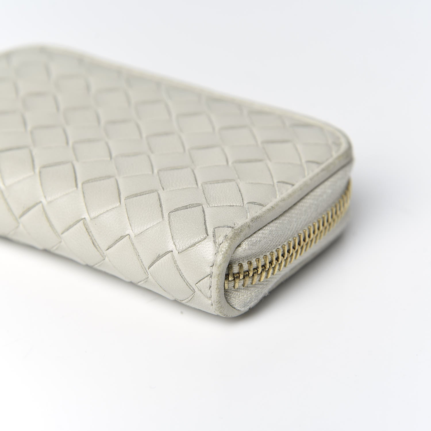 Bottega Veneta Nappa Intrecciato Zip Around Coin Purse Cream 8 of 13