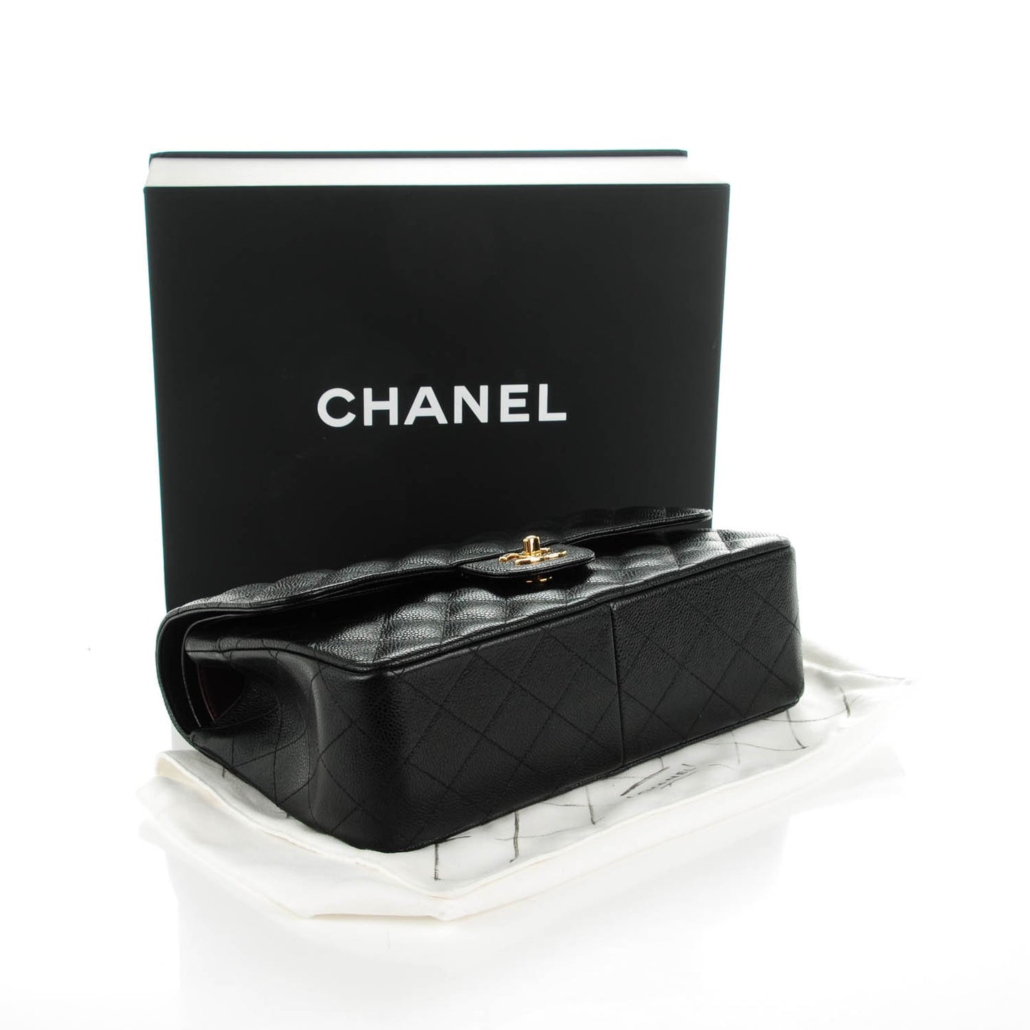 Caviar Quilted Jumbo Double Flap Black