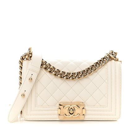 Chanel Caviar Quilted Small Boy Flap White 1 of 11