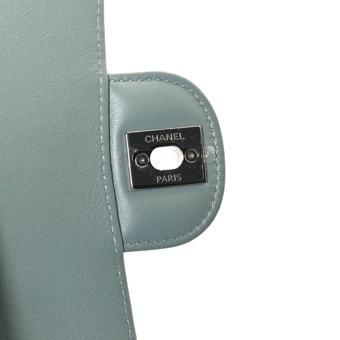 Calfskin Chevron Quilted Medium Double Flap Dark Green