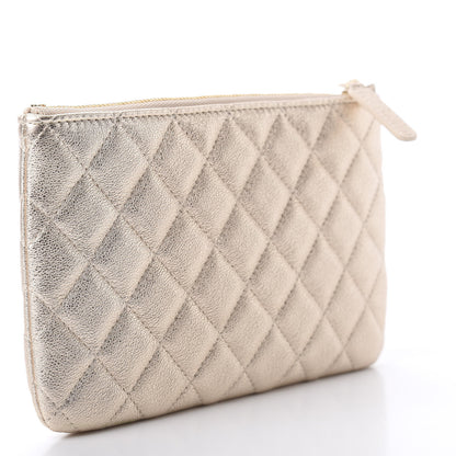 Chanel Metallic Lambskin Quilted Cosmetic Case Gold 3 of 8