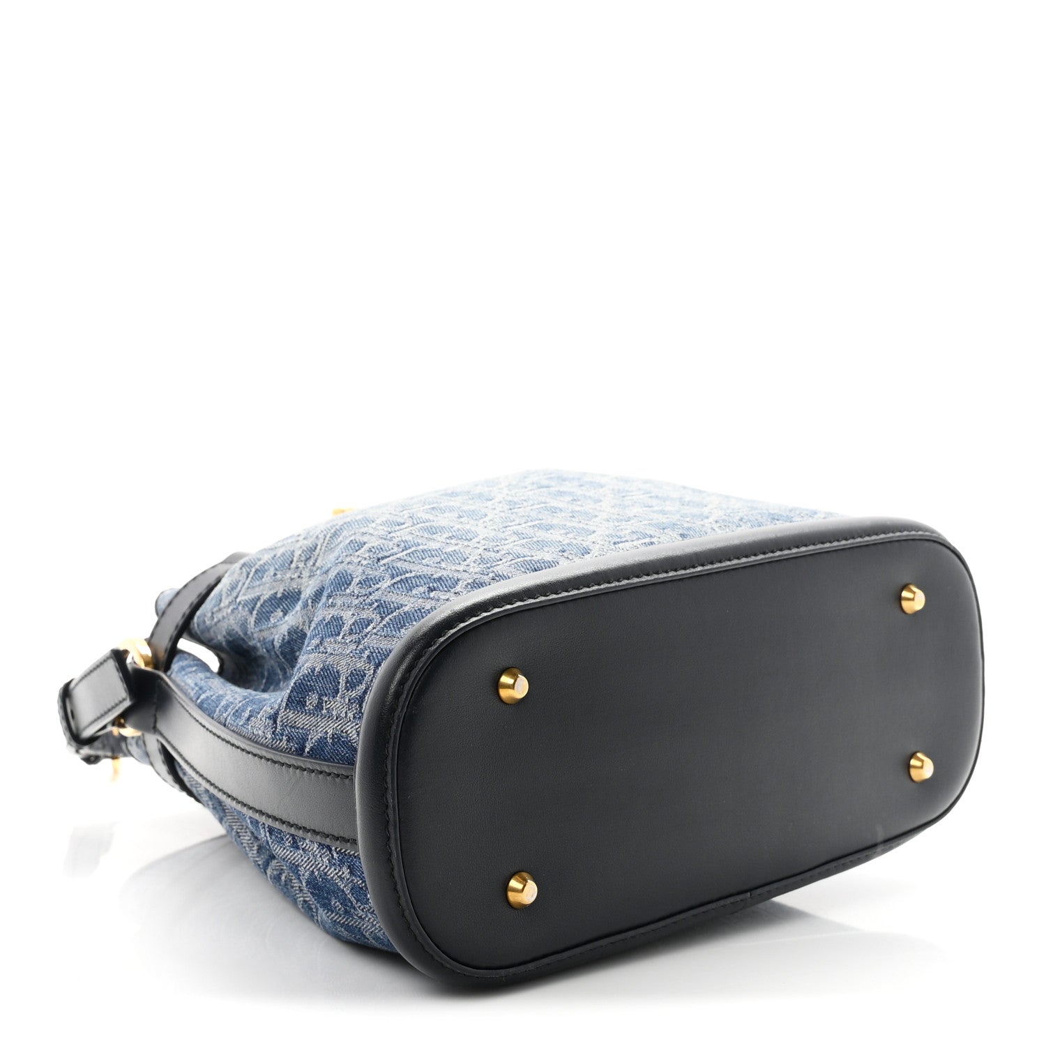 Christian Dior Denim Oblique Jacquard Medium C'est Chain Bucket Bag Denim Blue 3 of 10