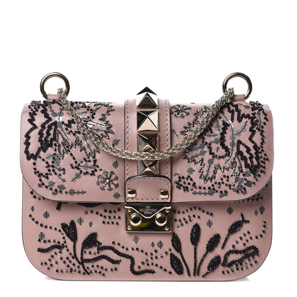 Valentino Garavani Vitello Sequin Embellished Small Glam Lock Rockstud Flap Poudre 1 of 11
