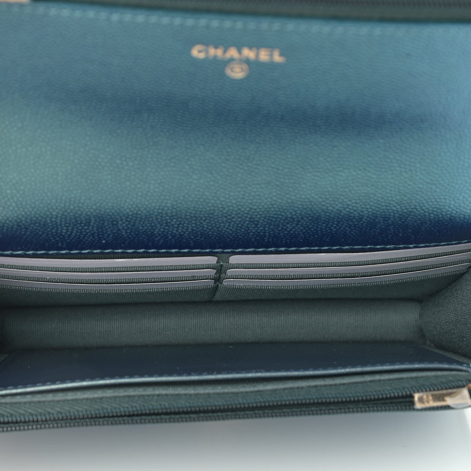 Chanel Iridescent Caviar Quilted Wallet On Chain WOC Green 5 of 10