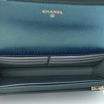 Chanel Iridescent Caviar Quilted Wallet On Chain WOC Green 5 of 10