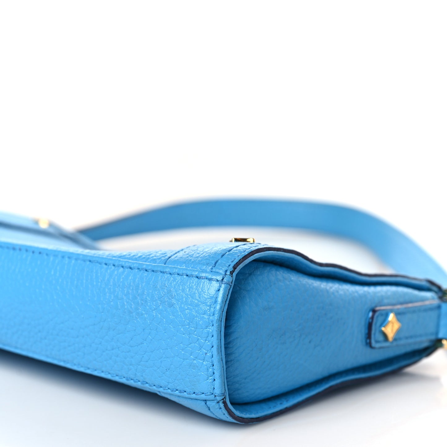 Grained Calfskin Studded Pouch Blue