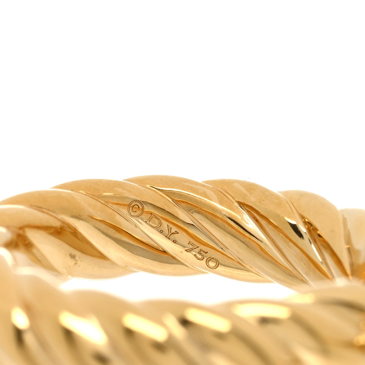 18K Yellow Gold 25.4mm Sculpted Cable Hoop Earrings
