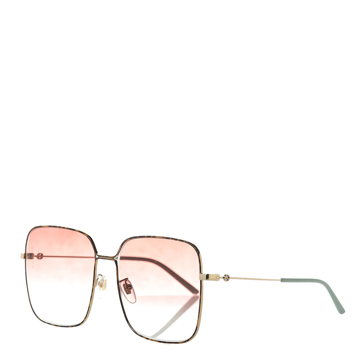 Gucci Metal Square Frame Sunglasses GG0443S Gold Pink 1 of 8