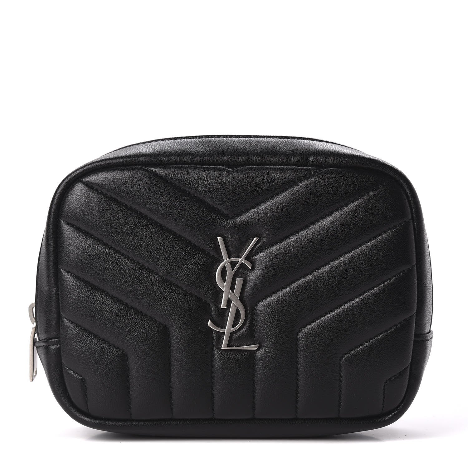 Saint Laurent Lambskin Y Quilted Monogram Loulou Cosmetic Case Black 1 of 10