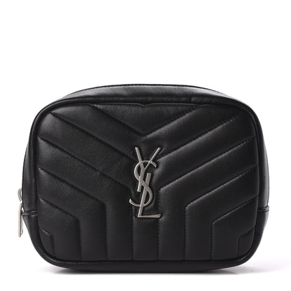 Saint Laurent Lambskin Y Quilted Monogram Loulou Cosmetic Case Black 1 of 10
